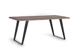 GINER Y COLOMER Table de salle à manger en bois d'acacia naturel et pieds en métal noir